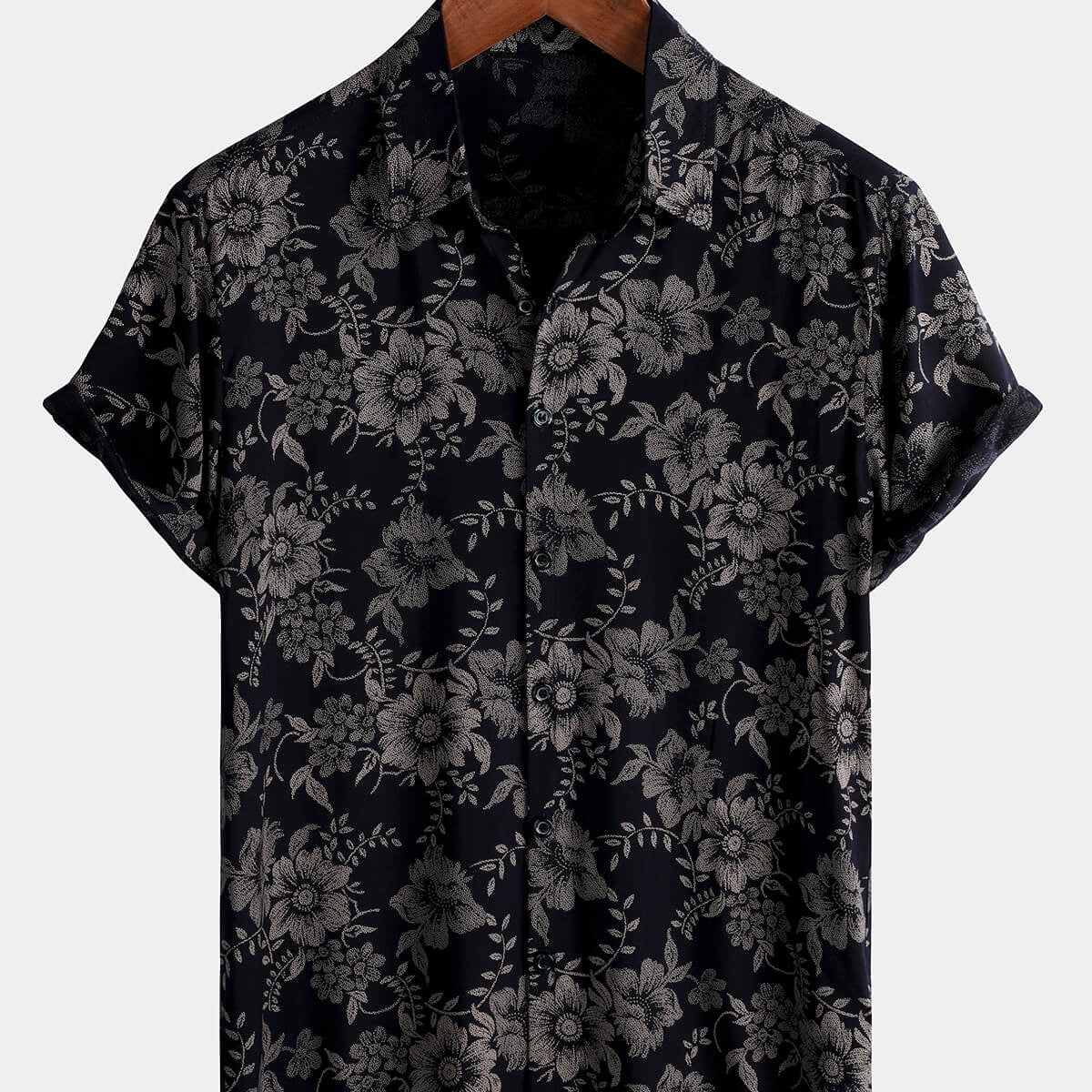 Express 100% cotton navy tropical floral mens button shirt ... L ,,, main image 0