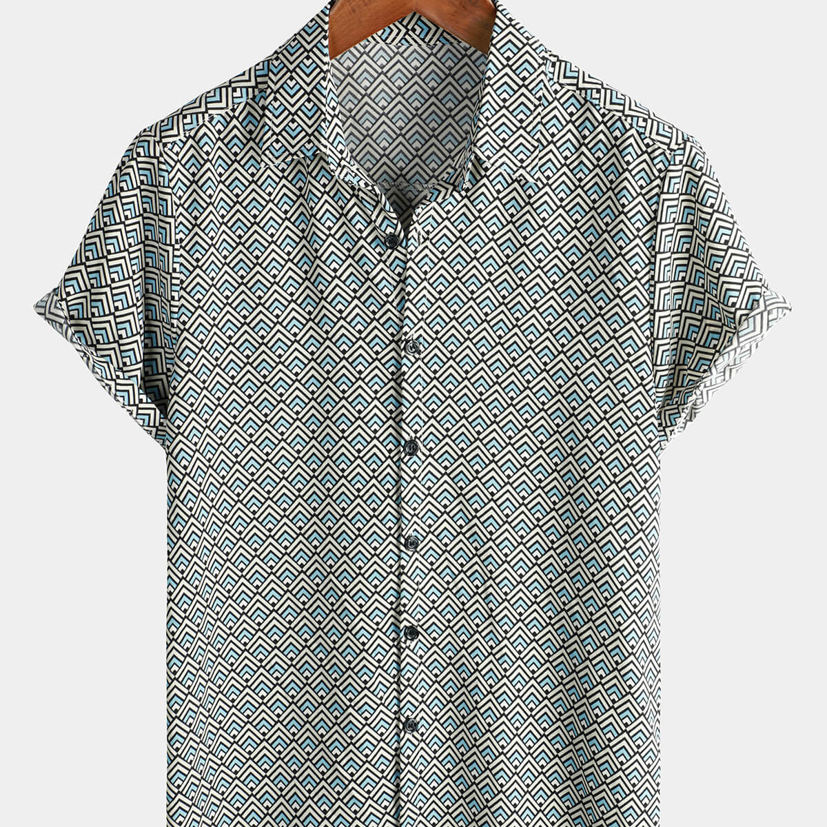 Geometric Button Up Long Sleeve Cotton Jacket