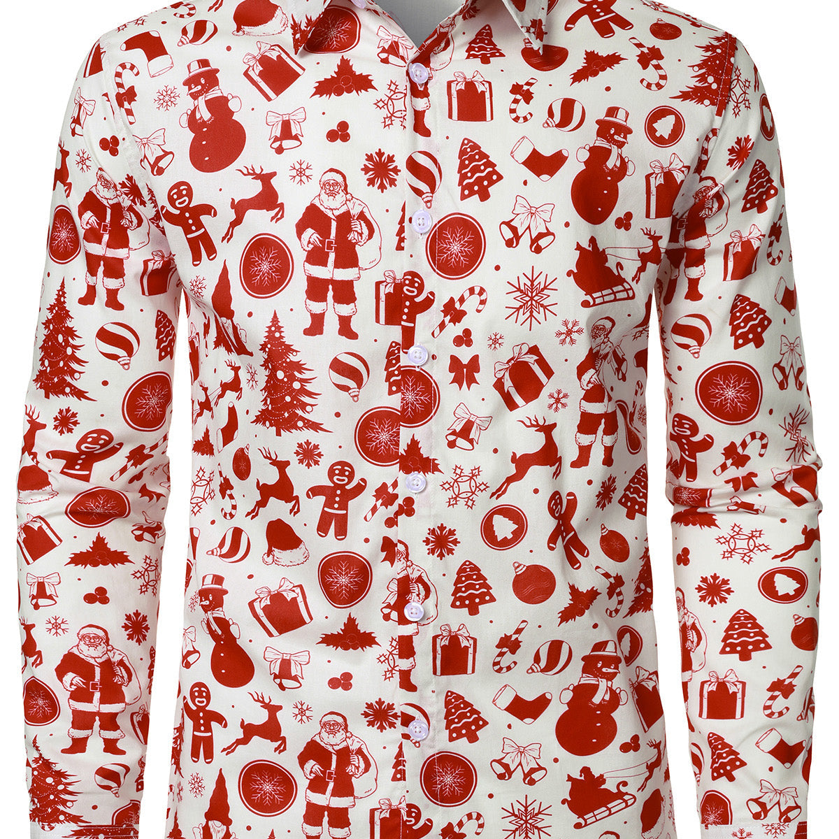 Men's Red Christmas Santa Claus Cotton Long Sleeve Shirt Atlanl — free download