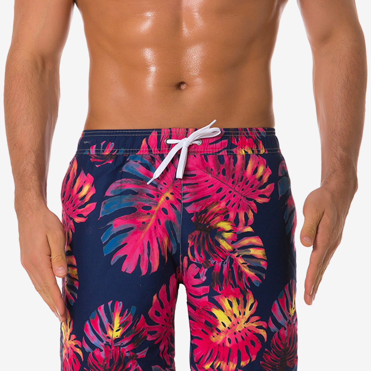 Summer Design 06 on Men's Floral Print Swim Shorts - Perfect for Summer Beach Days