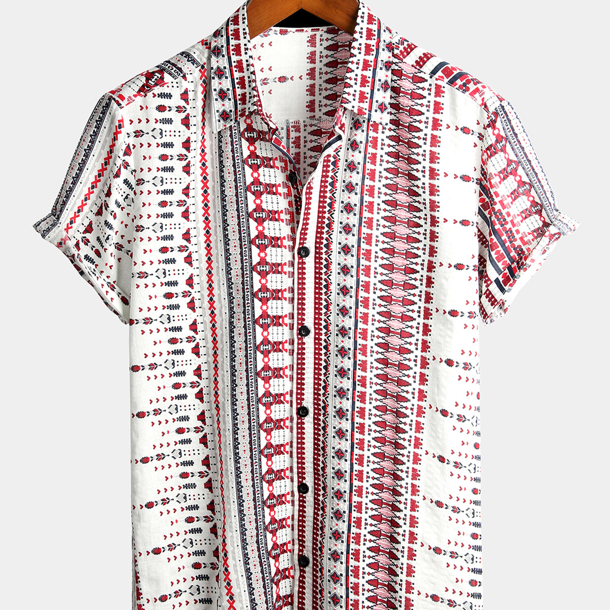 Men's Cotton Basic Printed Short Sleeve Shirt