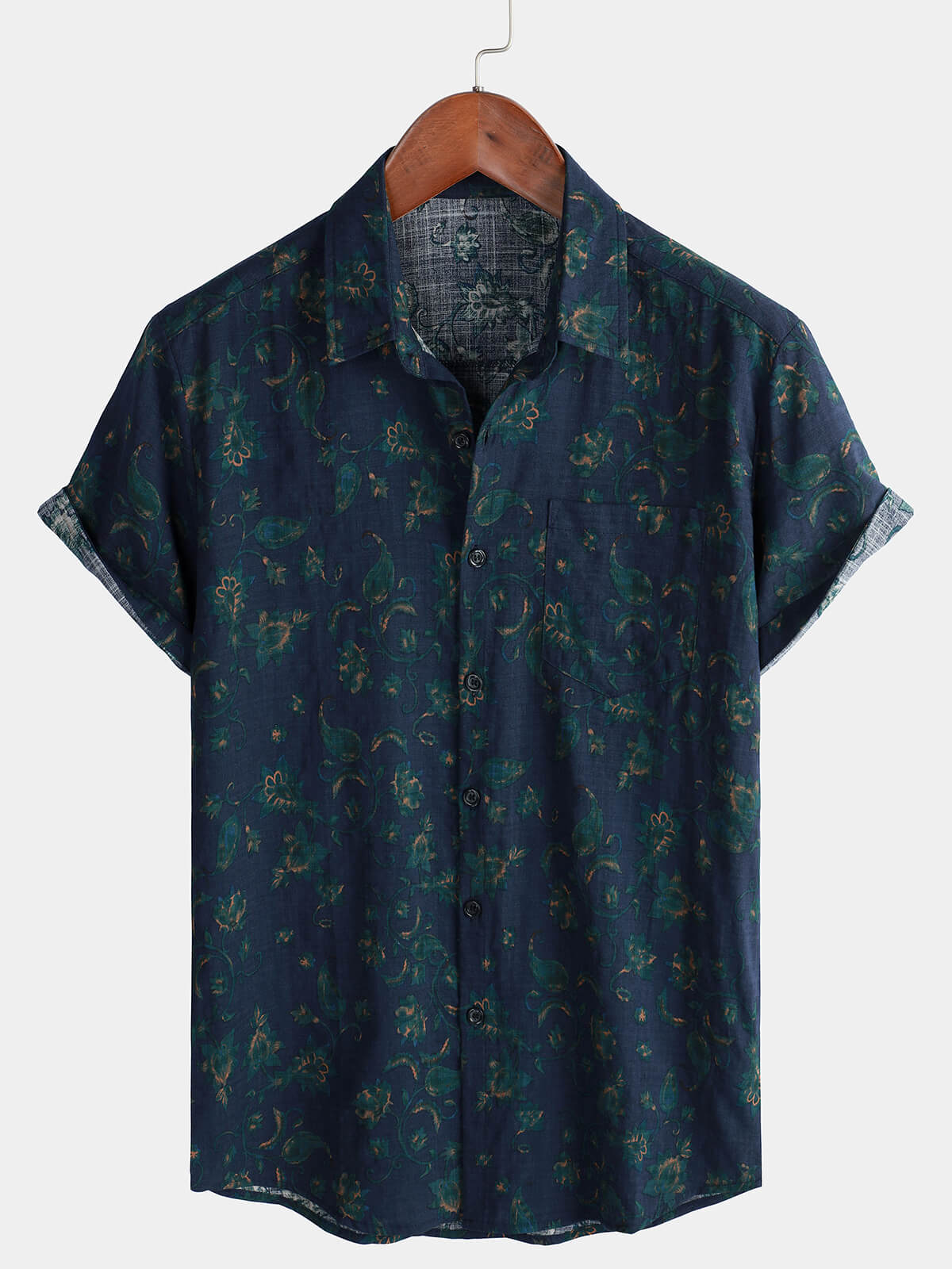 Men's Boho Retro Floral Print Summer Shirt