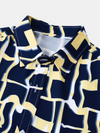 Men's Geometric Print Button Up Casual Summer Short Sleeve Shirt