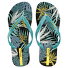 Men's Tropical Plant Print Beach Vacation Blue Flip Flops