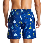 Men's Sailing Anchor Print Quick Dry Beach Trunks Swim Trunks