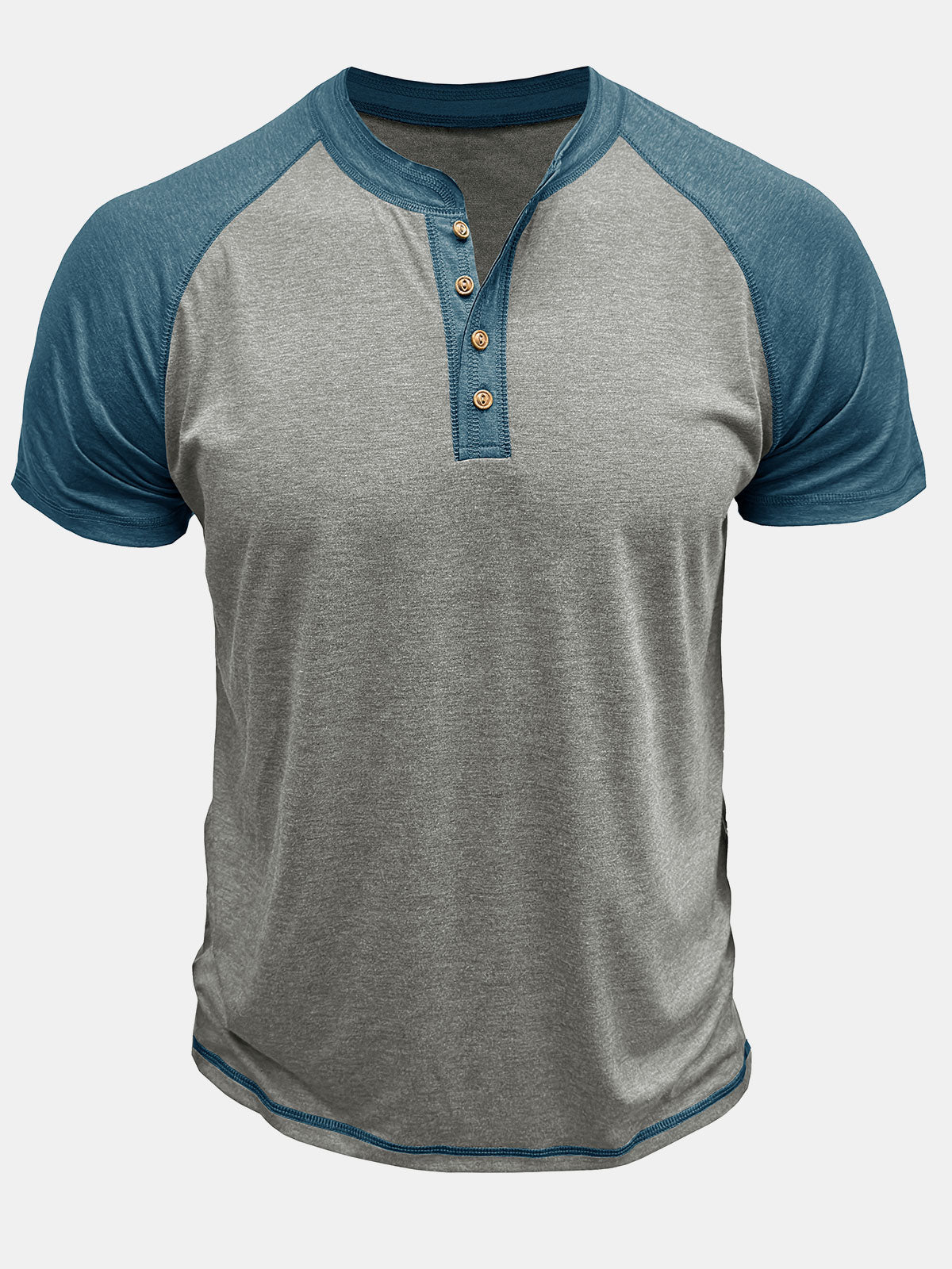Men's Casual Henley Two-tone Short Sleeve T-Shirt