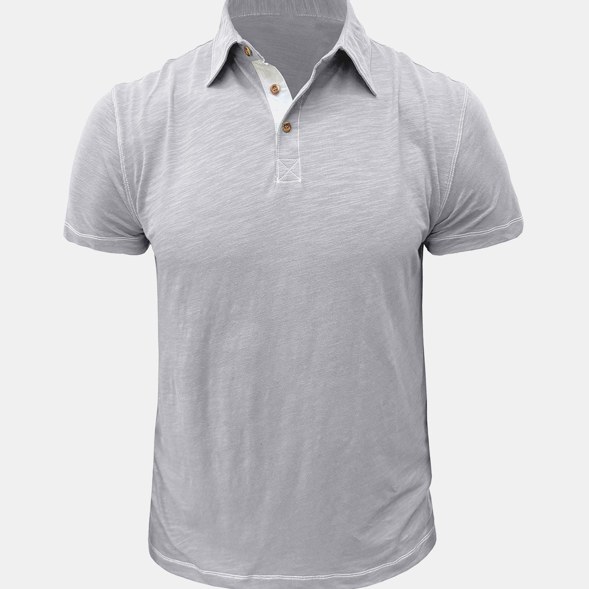 Men's Solid Color Leisure Summer Breathable Cotton Short Sleeve Polo Shirt