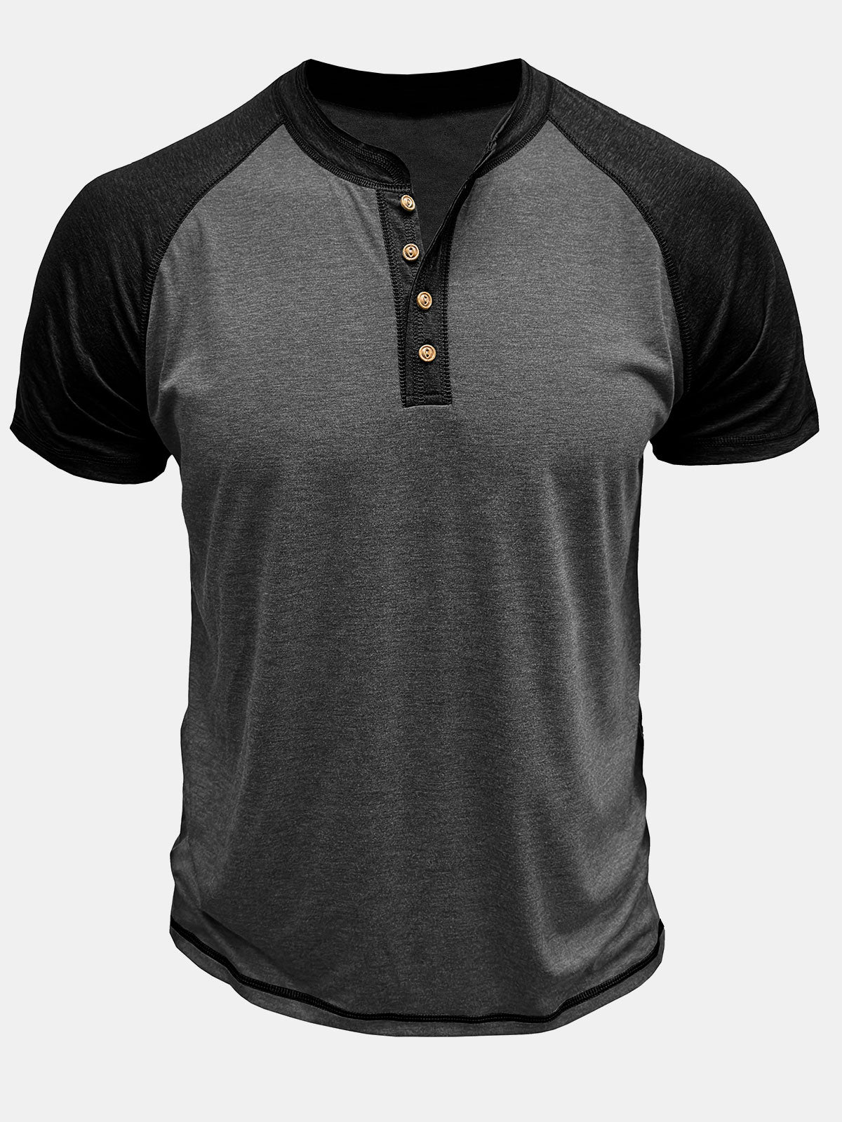 Men's Casual Henley Two-tone Short Sleeve T-Shirt