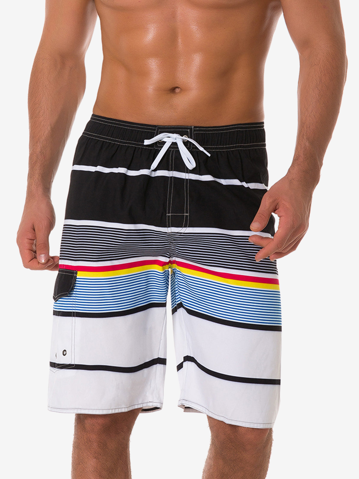 Men's Casual Multicolor Striped Summer Shorts Swimming Trunks
