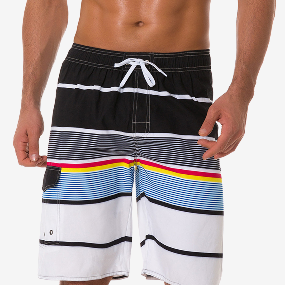 Men's Casual Multicolor Striped Summer Shorts Swimming Trunks