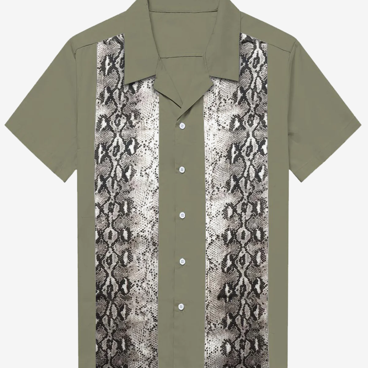 Men's Vintage 50's Cotton Bowling Snake Print Short Sleeve Shirt