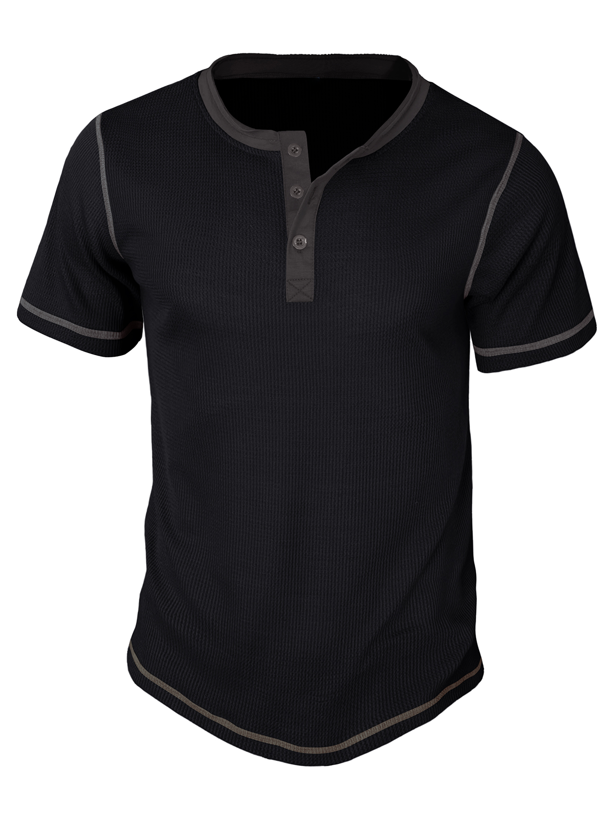Men's Vintage Solid Color Henley Collar Casual Short Sleeve T-Shirt