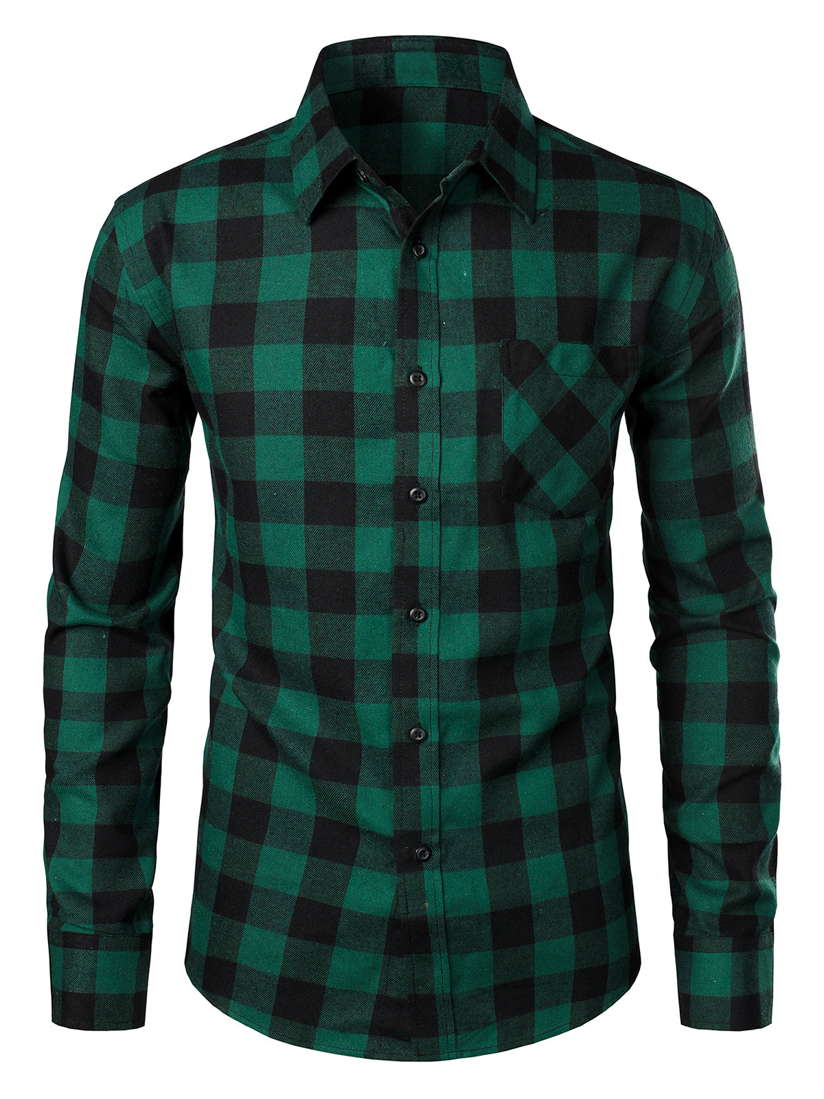 Men's Cotton Long Sleeve Plaid Shirt