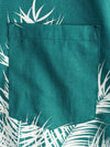 Men's Beach Holiday Cotton Linen Tropical Plant Print Pocket Hawaiian Short Sleeve Shirt