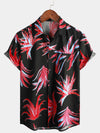 Men's Tropical Plant Print Summer Vacation Beach Short Sleeve Hawaiian Shirt