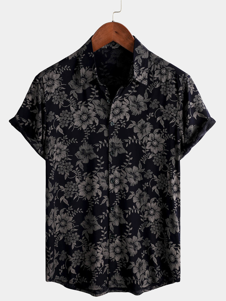 Journey Short Sleeve Button Up Shirt - Navy Floral main image 0