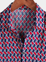 Men's Geometric Button Up Summer Short Sleeve Summer Shirt