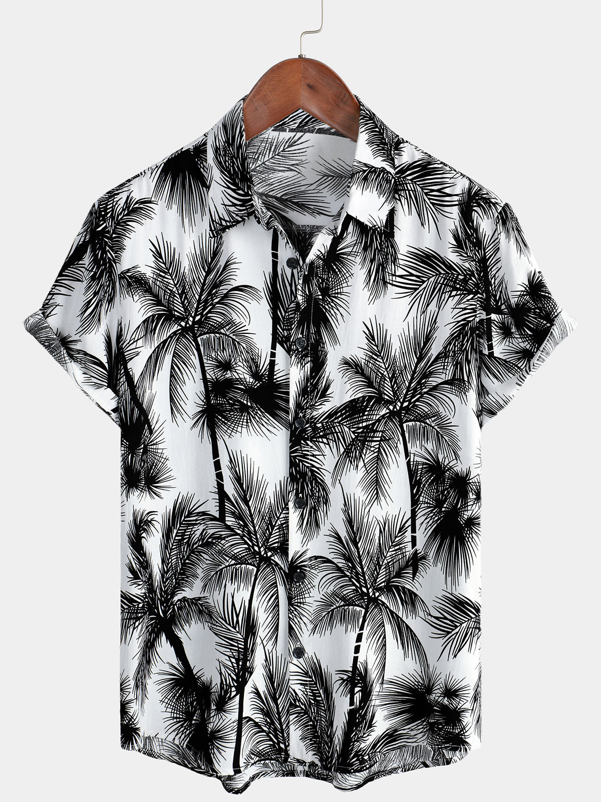 Men's Tropical Palm Tree Button Up Hawaiian Short Sleeve Shirt
