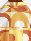 Men's Summer Retro Button Up Vintage Orange 70s Geometric Summer Beach Cool Short Sleeve Shirt