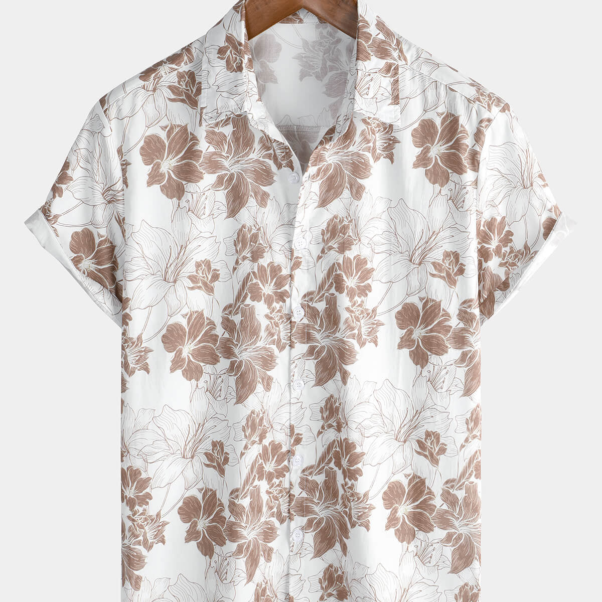 Men's Casual Vintage Holiday Hawaiian Tropical Floral Short Sleeve Shirt