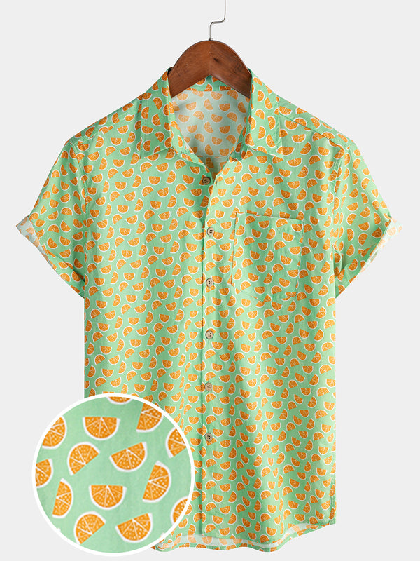 Men’s Cool Summer Beach Fruit Print Short Sleeve Shirt