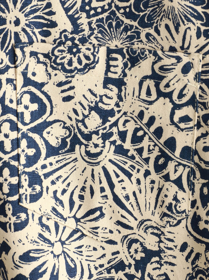Men's Retro Floral Pocket Short Sleeve 70s Paisley Print Vintage Button Up Shirt