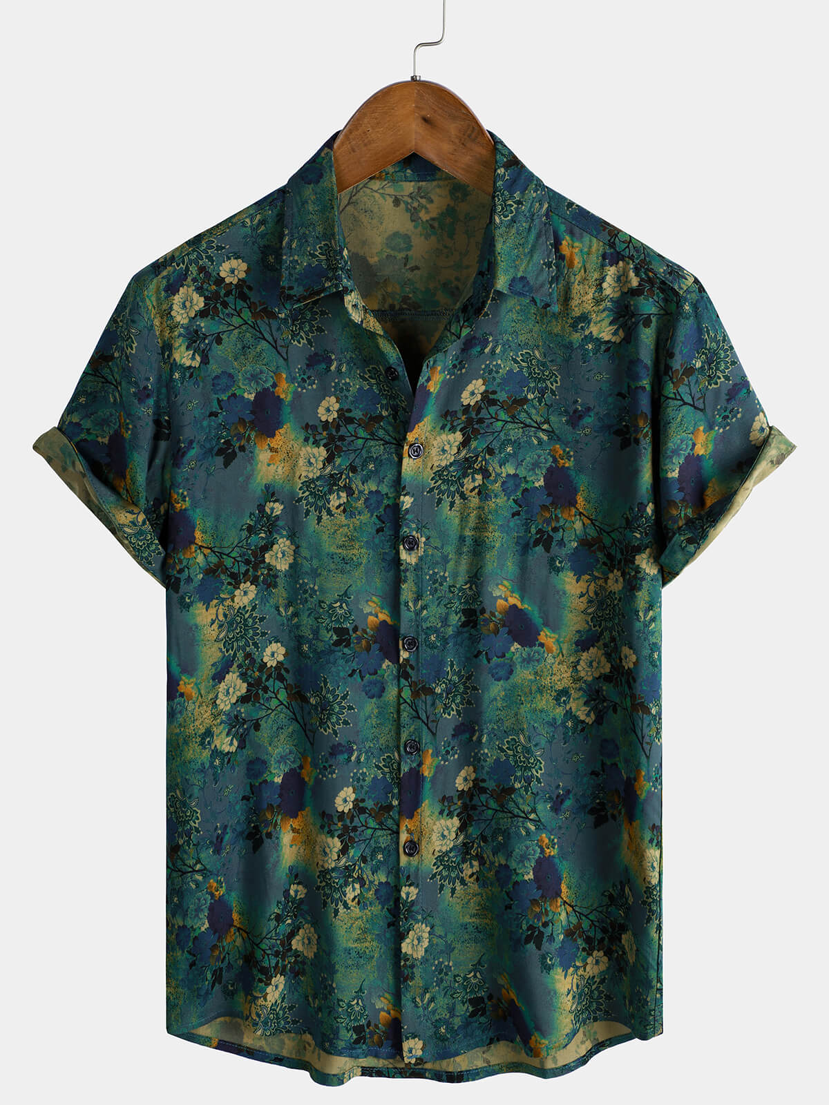 Men's Retro Floral Rayon Short Sleeve Shirt