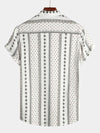 Bundle Of 2 | Men's Black & White Retro Button Up Short Sleeve Cotton Shirt