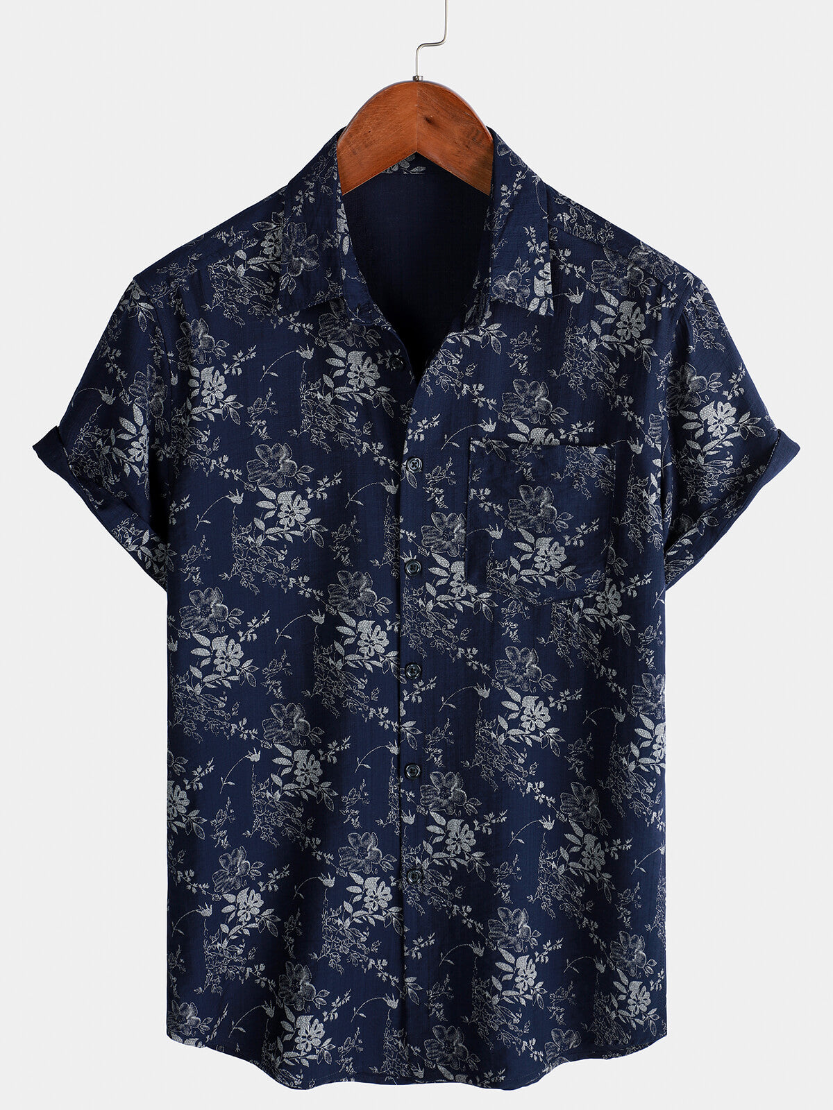 Men's Holiday Casual Summer Floral Vintage Short Sleeve Shirt