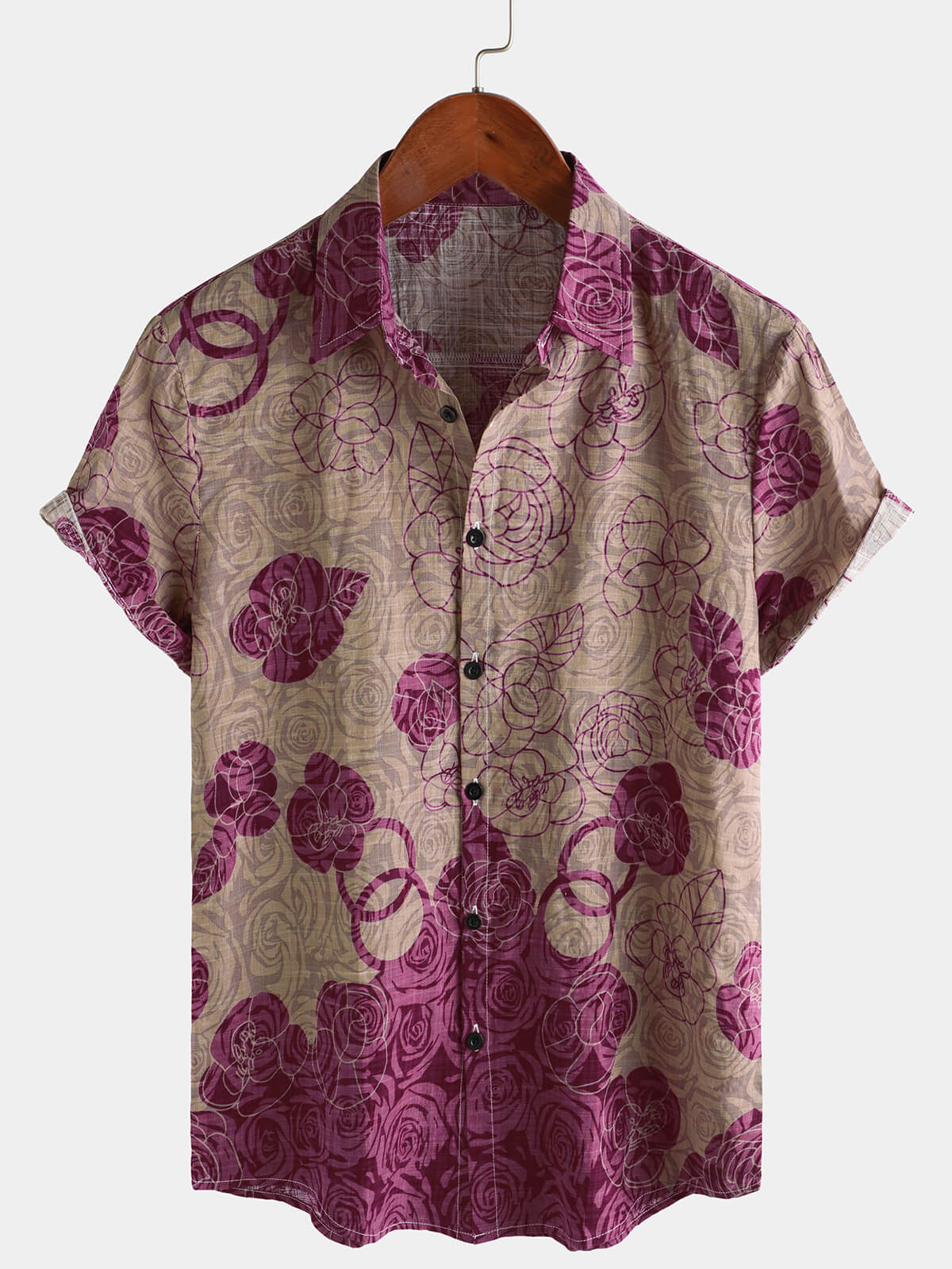 Men's Vintage Floral Casual Short Sleeve Shirt