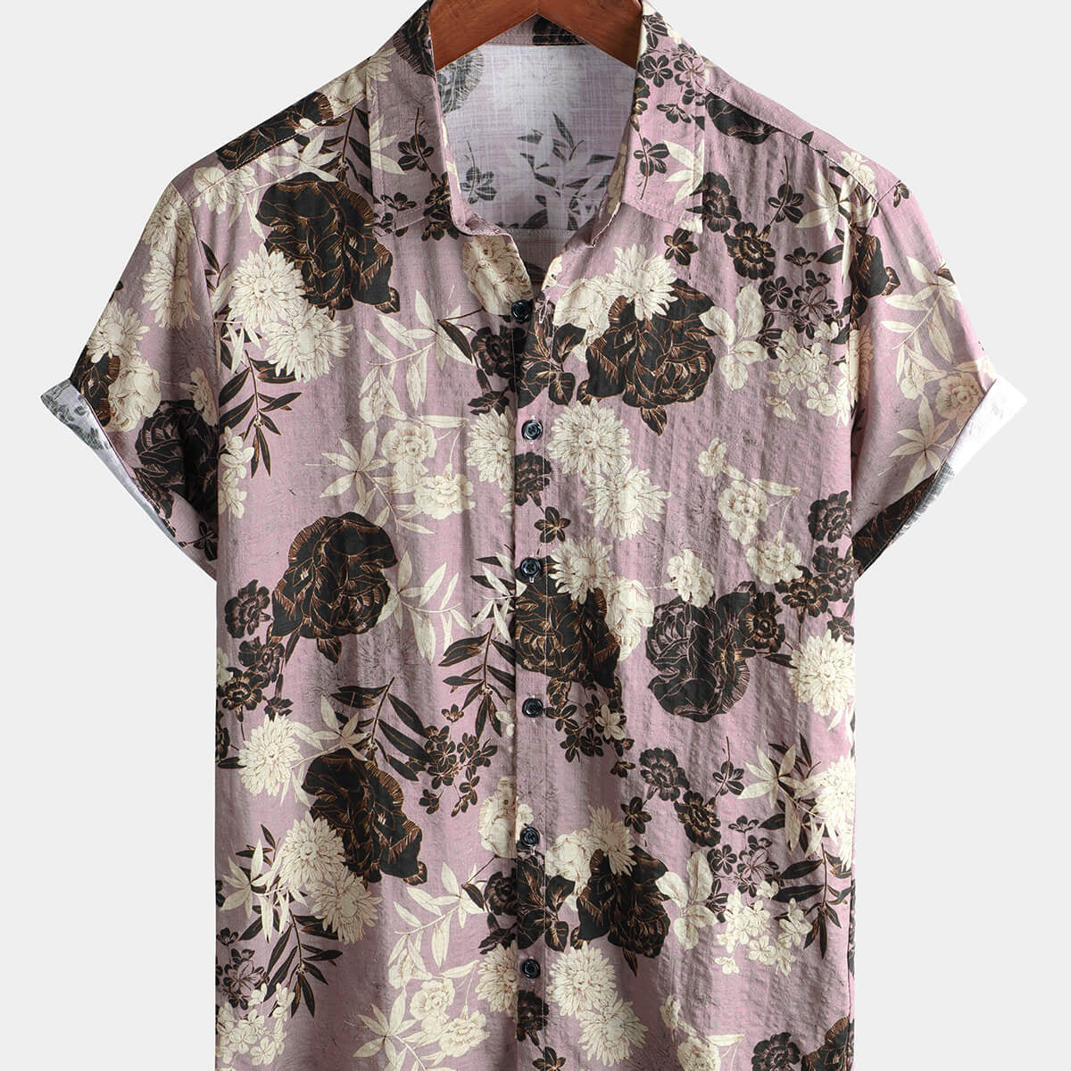 Men's Vintage Floral Summer Beach Short Sleeve Shirt