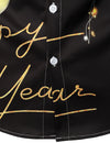 Men's New Year Eve Party Funny Cheers Champagne Celebration Button Black Long Sleeve Shirt