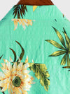 Men's Casual Tropical Floral Print Light Green Hawaiian Holiday Short Sleeve Shirt