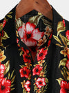 Men's Funky Vintage Hawaiian Tropical Hibiscus Floral Print Short Sleeve Button Up Shirt
