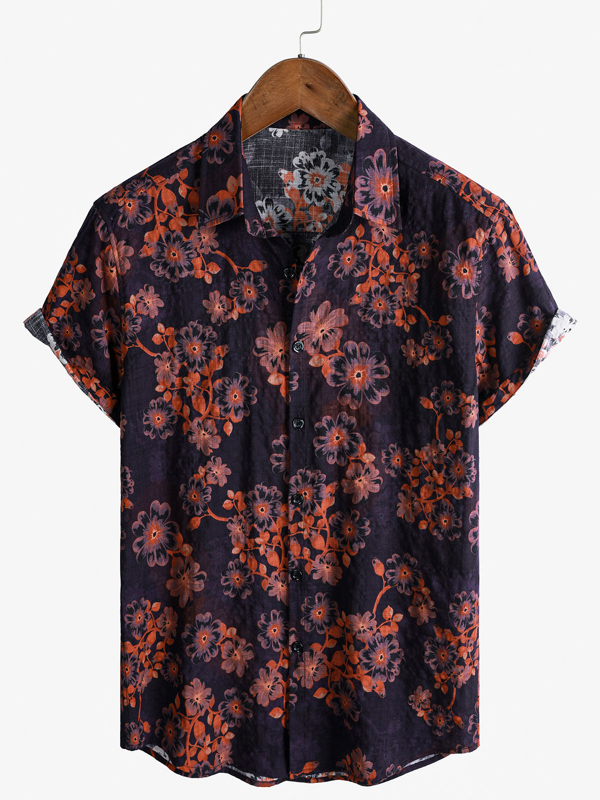Men’s Retro Everyday Casual Floral Print Cotton Breathable Versatile Short Sleeve Shirt