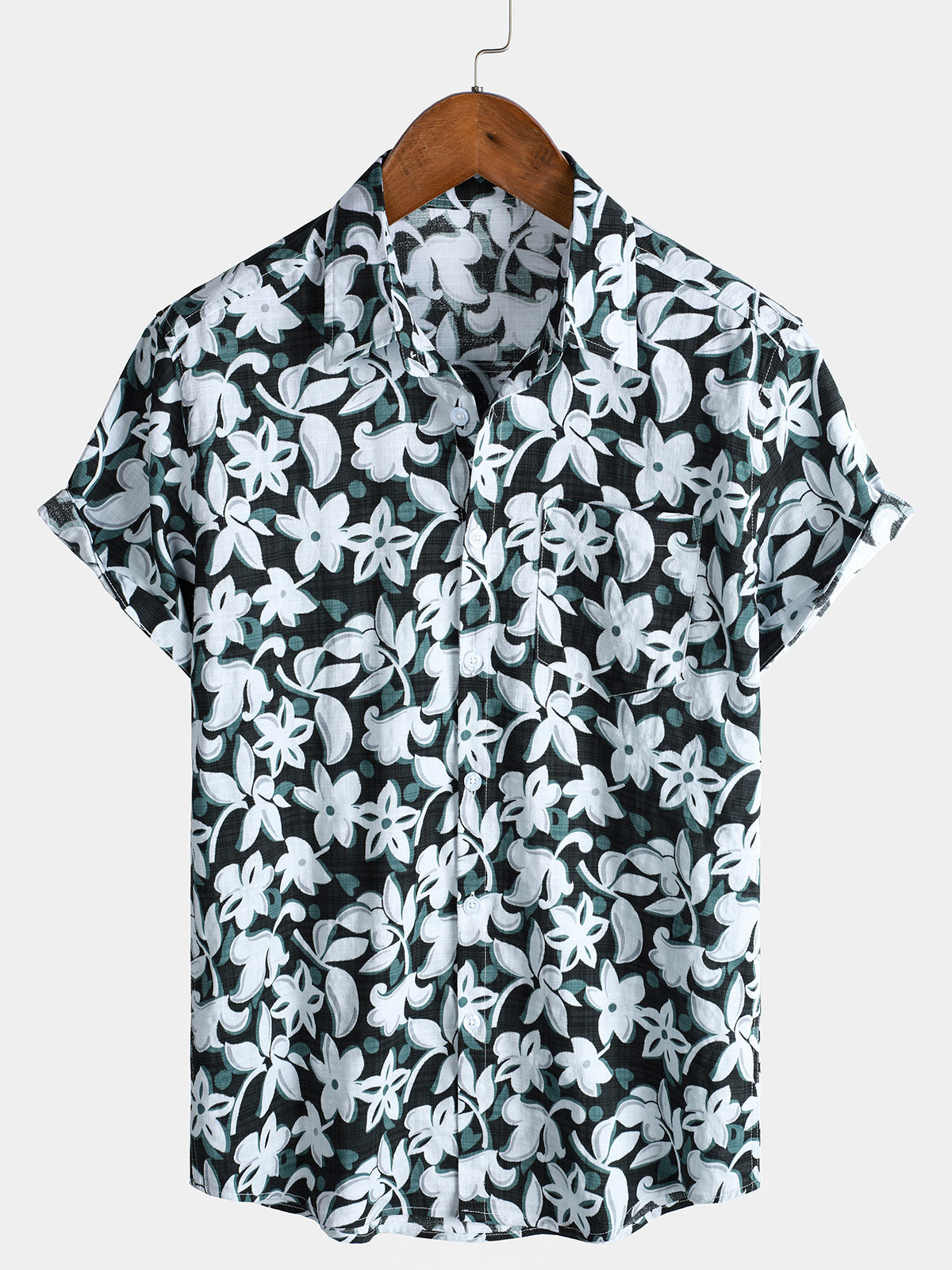 Men's Tropical Vintage Floral Short Sleeve Holiday Shirt