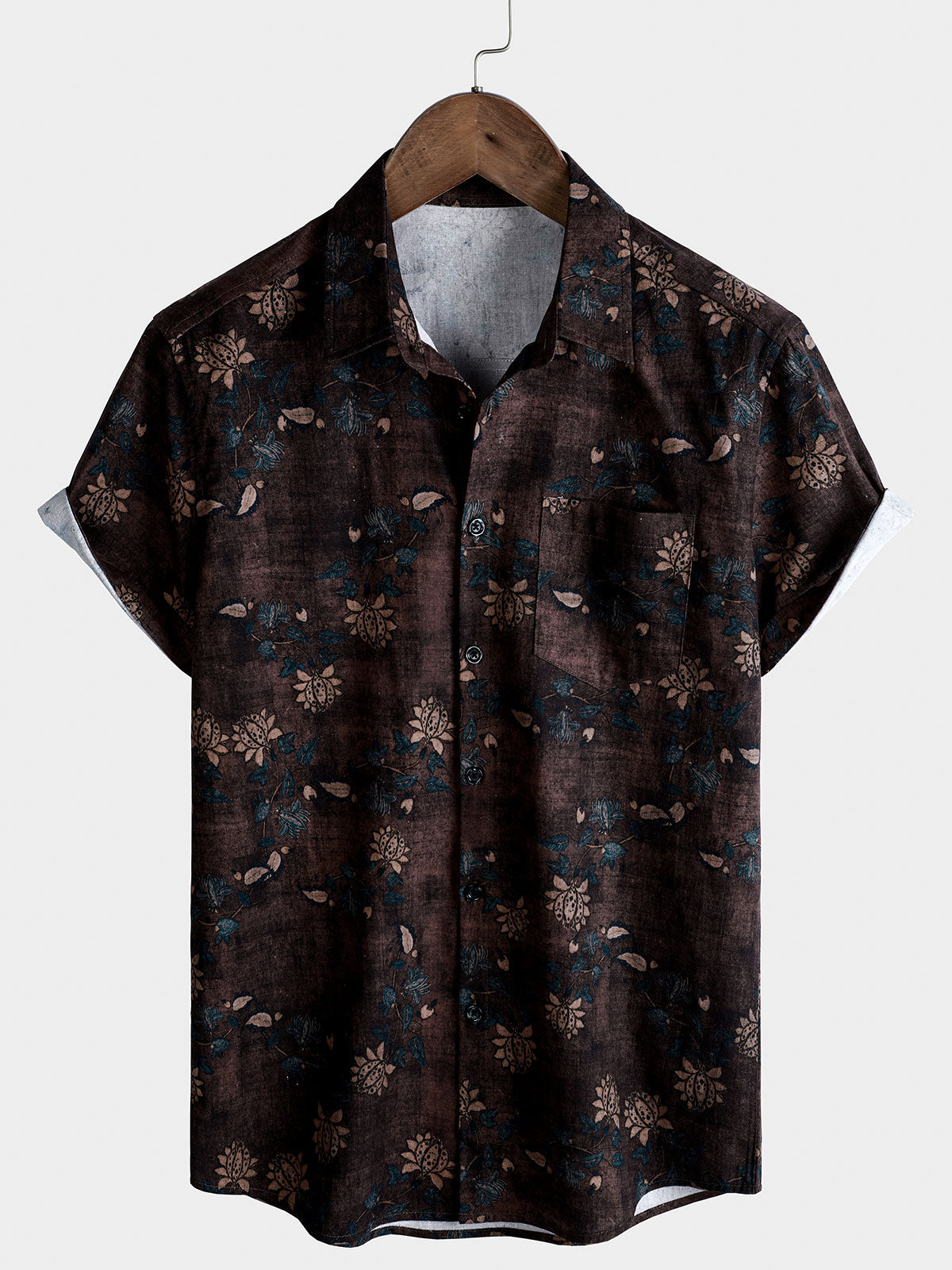 Men's Retro Floral Summer Beach Holiday Short Sleeve Shirt