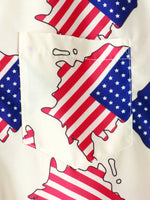 Men's 4th of July Print Holiday American Flag USA Patriotic Button Summer Short Sleeve Shirt