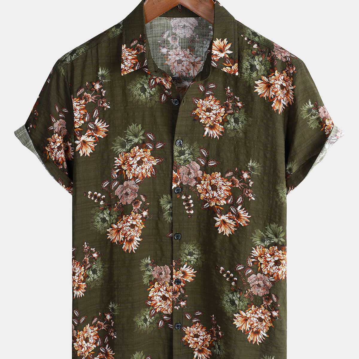 Men's Vintage Floral Hawaiian Print Beach Hoilday Resort Button Up Short Sleeve Shirt
