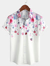 Men's Floral Tops Flower Print Short Sleeve Button Up Summer Cruise Shirt
