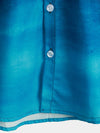 Men's Floral Blue Gradual Texture Short Sleeve Button Up Shirt