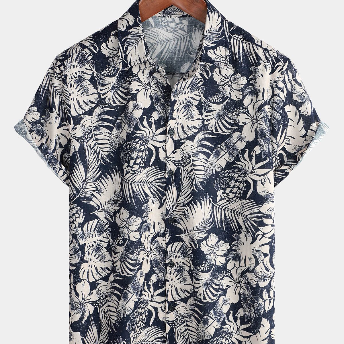 Men's Hawaiian Floral Button Up Holiday Summer Beach Button Up Shirt