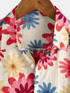 Men's Floral Cotton Daisy Flower Summer Beach Holiday Short Sleeve Hawaiian Button Up Shirt
