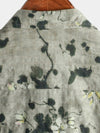 Men's Vintage Floral Cotton Breathable Short Sleeve Grey Button Up Shirt