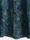 Men's Paisley Vintage Floral Retro Button Up Blue Summer Holiday Short Sleeve Shirt