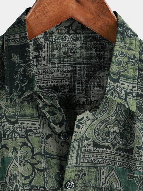 Retro Paisley Floral Art Print Casual Long-Sleeve Hooded Sweatshirt main image 0