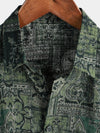 Men's Retro Floral Paisley Print Cotton Button Up Vintage Holiday Western Green Short Sleeve Shirt