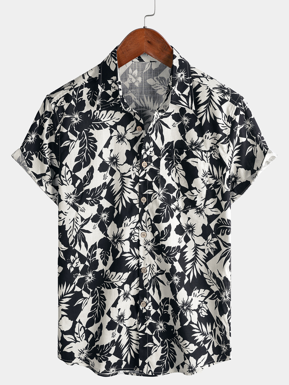 Men’s Cotton Cool Floral Short Sleeve Breathable Casual Beach Summer Shirt