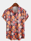 Men's Cool Floral Vintage Flower Button Up 70s Themed Disco Party Short Sleeve Summer Shirt