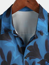 Men's Blue Floral Summer Button Up Vacation Short Sleeve Summer Shirt
